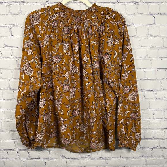 THML Tops - THML Floral Print Pleated Long Sleeve Top Size Small